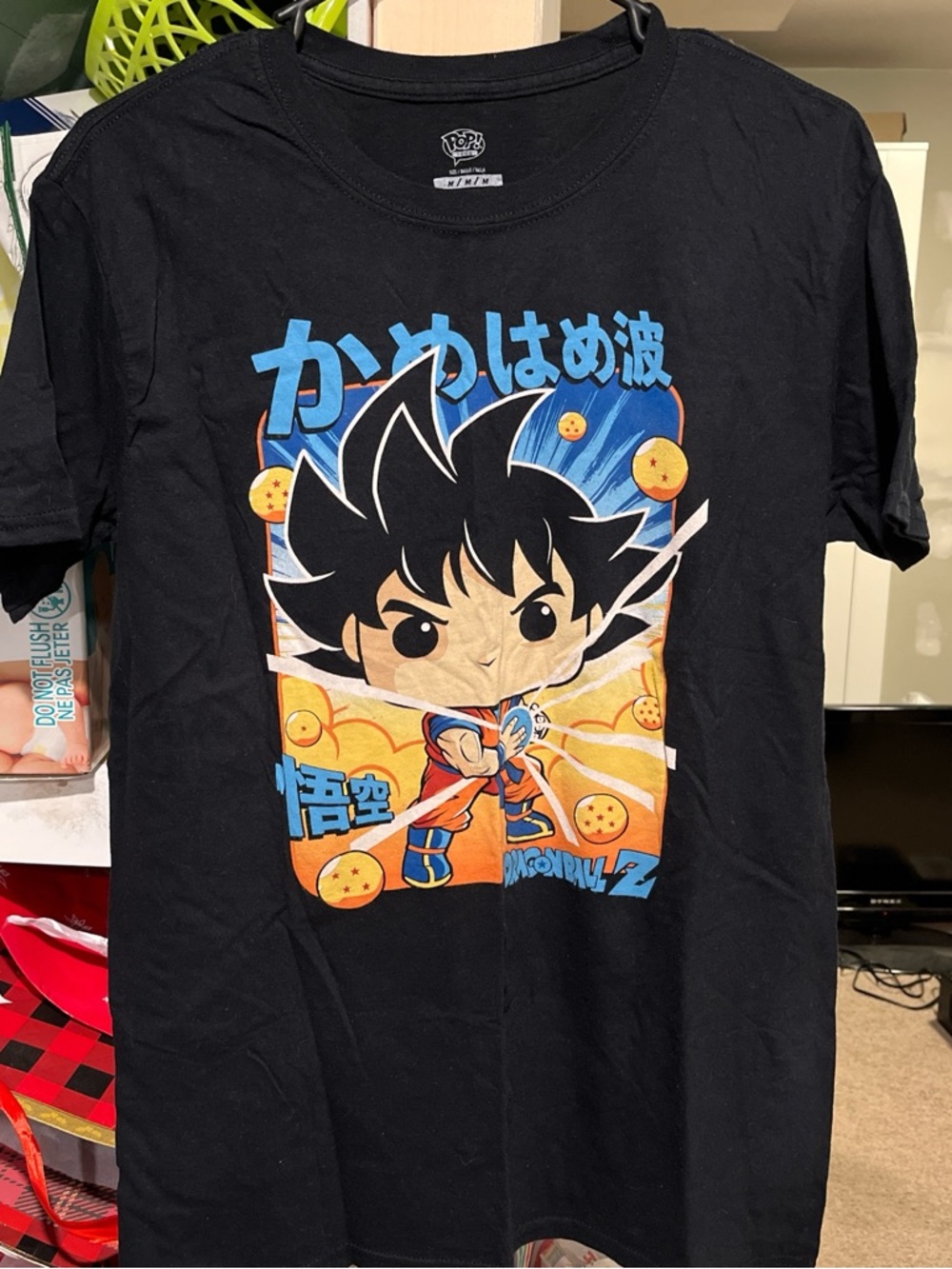 pop Black Kids Tee with Blue and Orange Dragon Ball Z Graphic